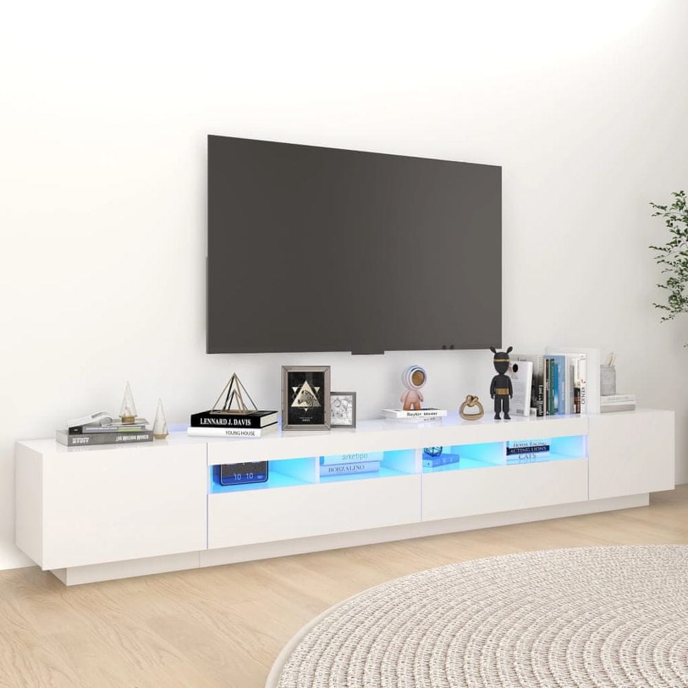Vidaxl TV skrinka s LED svetlami biela 260x35x40 cm